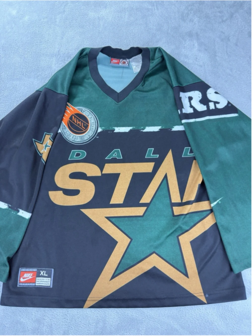 Vintage 90s Nike Team NHL Dallas Stars AOP Hockey Jersey Size XL USA Made Texas - Picture 9 of 12